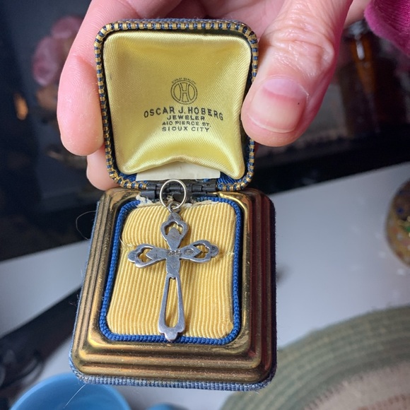 Vintage 025 Sterling Silver Marquisite Cross Pendant - Picture 6 of 12